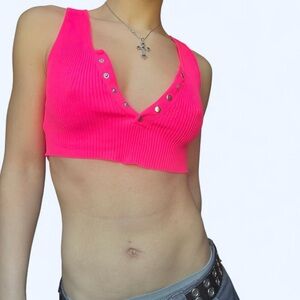 Hera Collection Neon Pink Ribbed Crop Top
